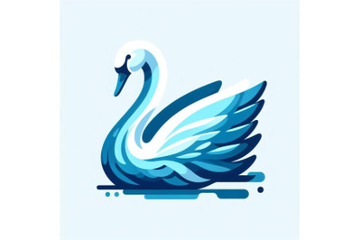 Blue swan Abstract Animal Wall Art on white background