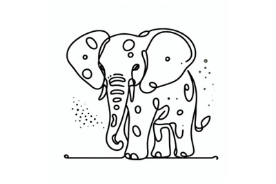 Hand drawn elephant icon,one line art.Stylized continuous outline with