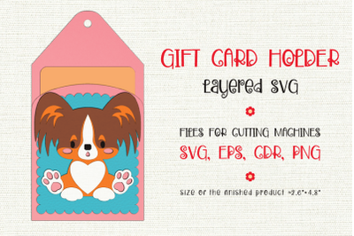 Papillon Dog| Gift Card Holder | Paper Craft Template