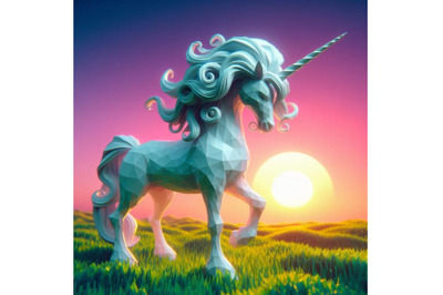 sets of 8 Low poly unicorn creature