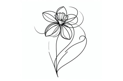 sets of 8 Abstract line art of daffodil flower