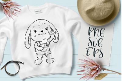 Cute Bunny Happy Baby Animal SVG, EPS Png