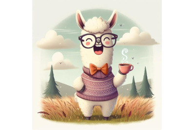 sets of 8 Funny Llama with Glasses and Clothes