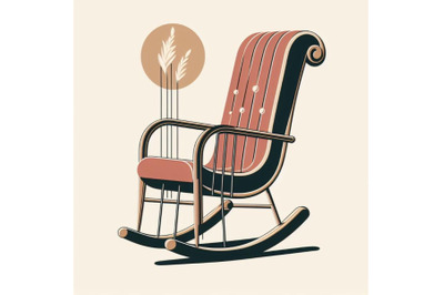 Minimal Art Vintage abstract rocking chair on white background