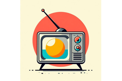 Minimal Art Vintage abstract television with antenna