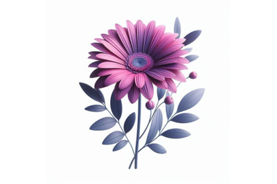 Purple gerbera flower isolated on white background. Trendy fashion sty