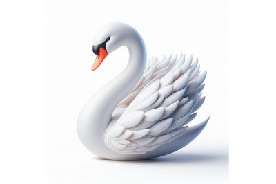 swan isolated on white background. Trendy fashion style