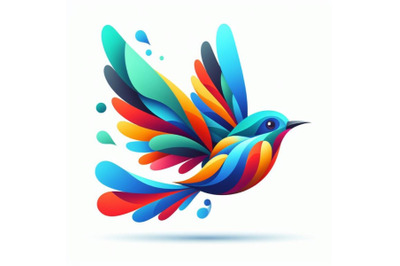 Abstract colorful bird. Flying