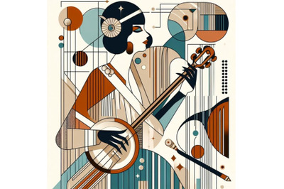 Abstract Illustration With Art Deco Geometric Shapes. a woman