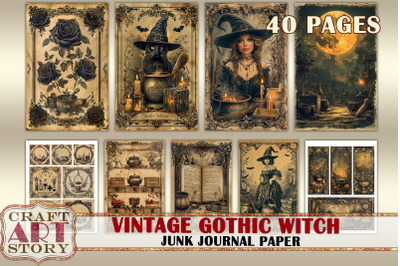 Vintage Gothic Witch Junk Journal Paper,scrapbook printables