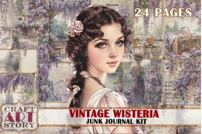 Vintage Wisteria Junk Journal Kit&2C;scrapbook printables