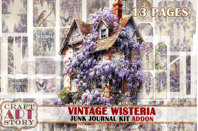 Vintage Wisteria Junk Journal Kit ADDON,scrapbook printables