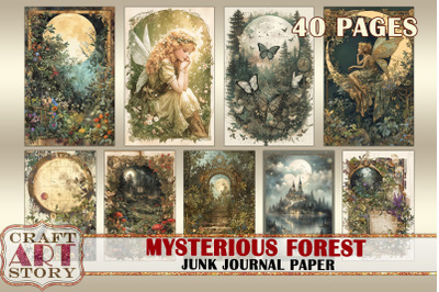 Vintage Mysterious forest Junk Journal Paper,scrapbook