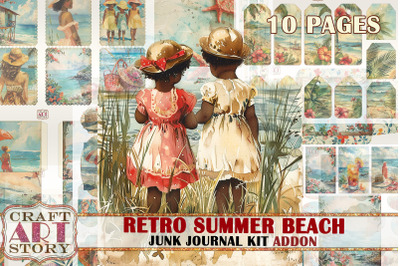 Retro Summer Beach Junk Journal Pages ADDON&2C; printables