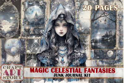 Magic celestial Fairy fantasy Junk Journal Pages,fairies