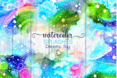 Dreamy Sky Splashes Set 2 - Watercolor Texture Elements