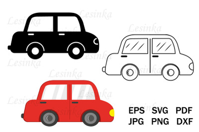 Car, clipart for printing, svg, contour coloring, stencil