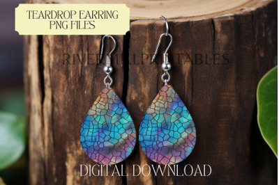 Iridescent Teardrop Sublimation Earring PNG