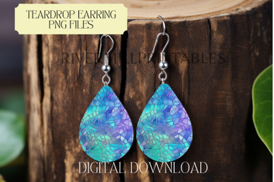 Iridescent Teardrop Sublimation Earring PNG