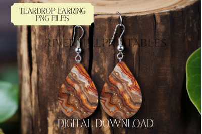 Copper Agate Teardrop Sublimation Earring PNG