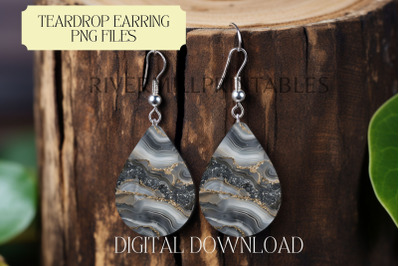 Gray Teardrop Sublimation Earring PNG