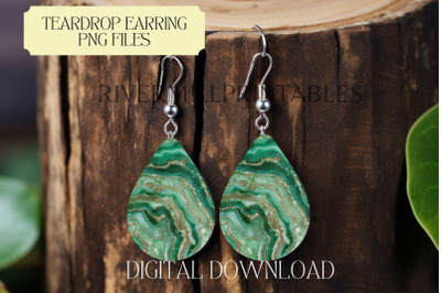 Green Agate Teardrop Sublimation Earring PNG