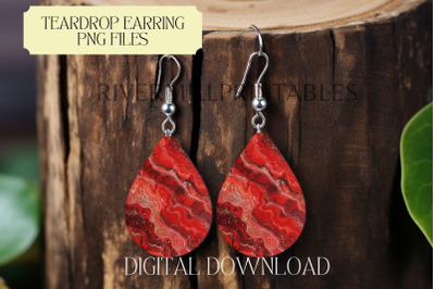 Red Agate Teardrop Sublimation Earring PNG
