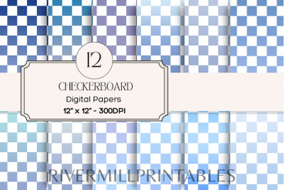 Light Blue Checkerboard Background Digital Paper Pack