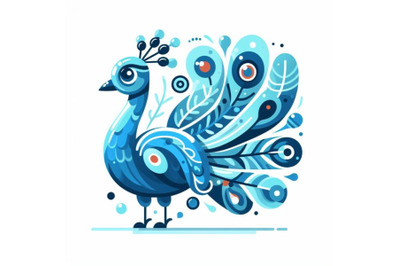 Blue peacock Abstract Animal Wall Art on white background&#039;