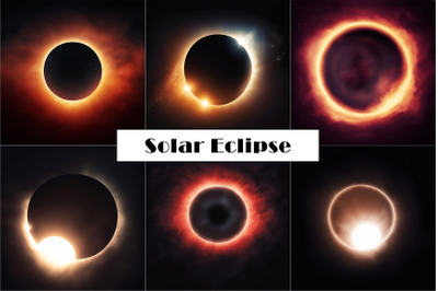 Solar eclipse images set. Sun, moon. Space. Astronomy, astrology.