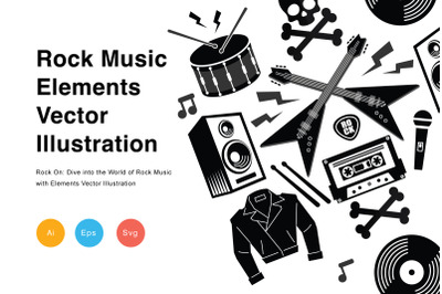Rock Music Elements Vector Illustration