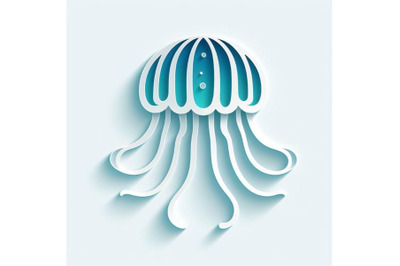 12 Paper cut Jellyfish icon isolset