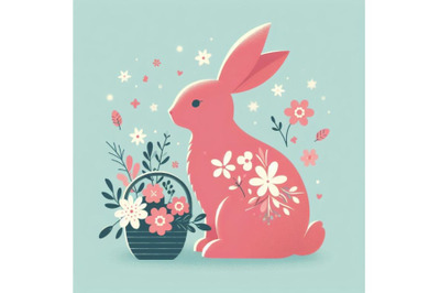 12 Easter bunny silhouette with flow set