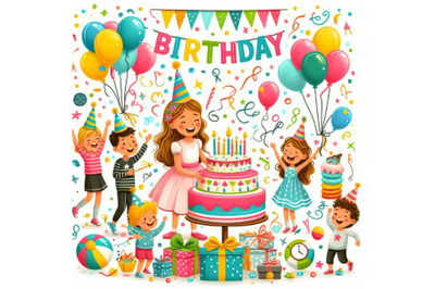 12 Illustration of birthday party el set