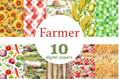 Farmer Digital Paper | Checkered Pattern