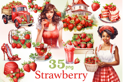 Strawberry Digital Paper Set, Summer Pattern Bundle, GlamArtZhanna, St