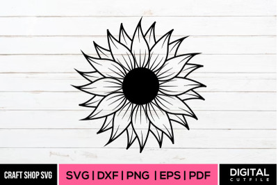 Sunflower SVG&2C; Sunflower DXF EPS PNG Vector