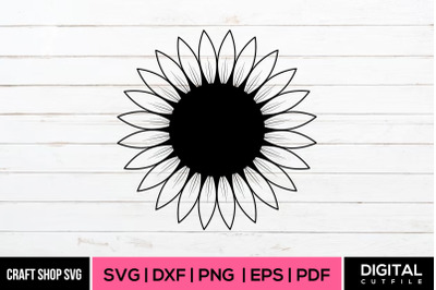 Sunflower SVG, Black White Sunflower Vector