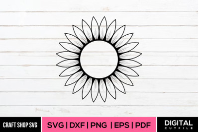Sunflower SVG&2C; Sunflower DXF EPS PNG Cut File