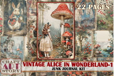 Vintage Alice Wonderland Junk Journal Pages,scrapbook