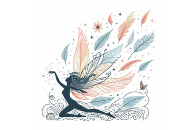 12 beautiful fairy line art fallset