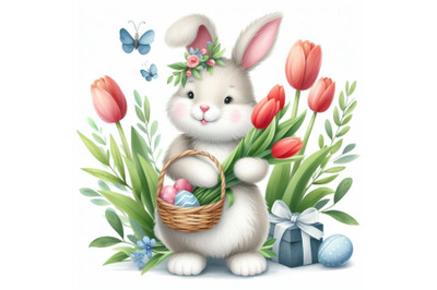 12 Watercolor Easter bunny holdiset