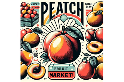 12 Abstract peach Fruit Market rset