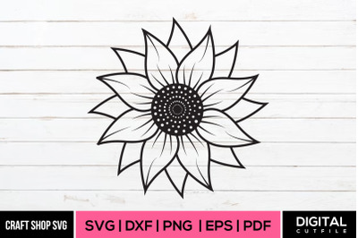 Sunflower SVG, Sunflower Artline Vector
