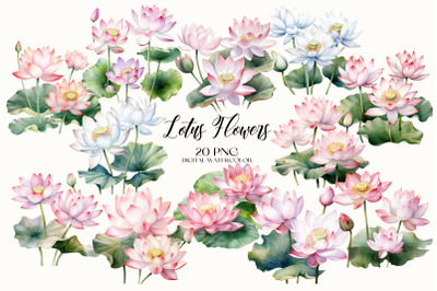Watercolor Lotus Flower Clipart
