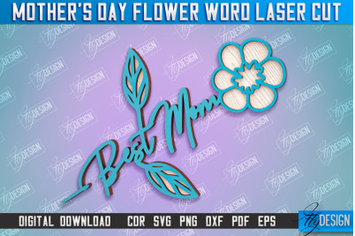 Mother&#039;s Day Flower Word | Layered Flower Design | Gift Design | CNC