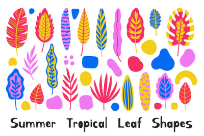 Summer Tropical Leaf Shapes PNG Clipart EPS