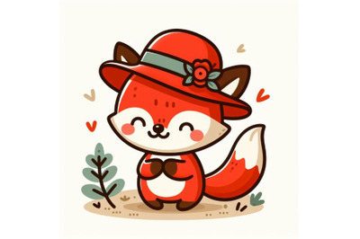 12 Cute fox cartoon withset