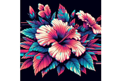 12 Illustration hibiscus in Glitset