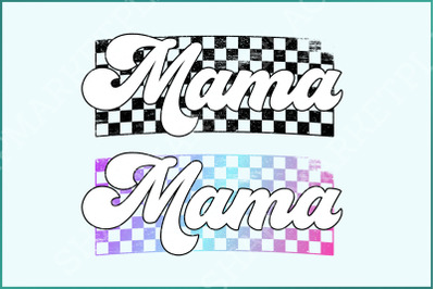 Retro Checkered Mama PNG, Trendy T-Shirt Design, Distressed Mama Sublimation, Mother&#039;s Day Gift, Neutral Aesthetic